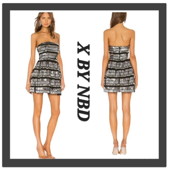 NBD Dresses & Skirts - NBD X  REVOLVE MORRISON EMBELLISHED MINI STRAPLESS DRESS